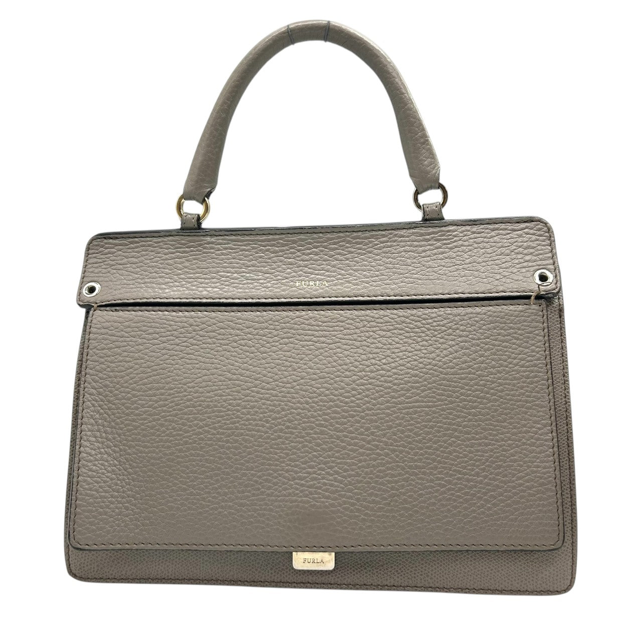 【美品】フルラ ネット 2WAY ハンドバッグ ショルダーバッグ レザー グレージュ レディース FURLA NET トップハンドル 斜め掛け可 自立可 通勤 フォーマル エレガント イタリア製 コンパクト 人気モデル s82