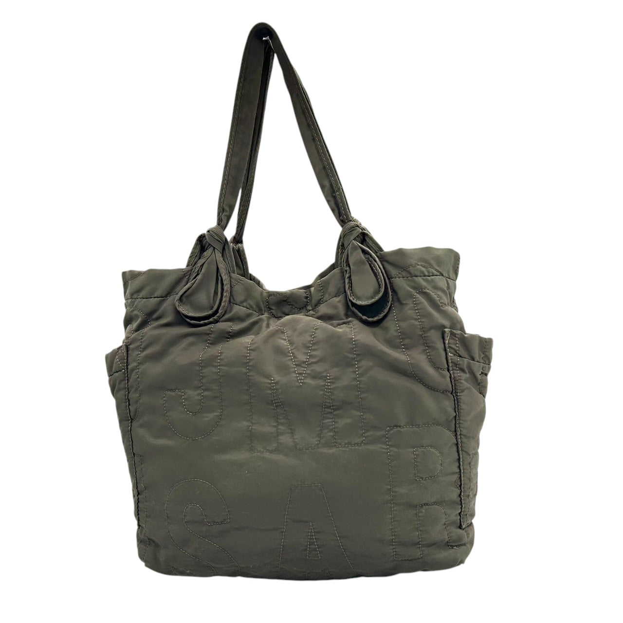 【美品】マークバイマークジェイコブス ナイロン キルティング トートバッグ ロゴ A4可 大容量 マザーズバッグ カーキ レディース MARC BY MARC JACOBS STANDARD SUPPLY 肩掛け ワンショルダー 軽量 s30