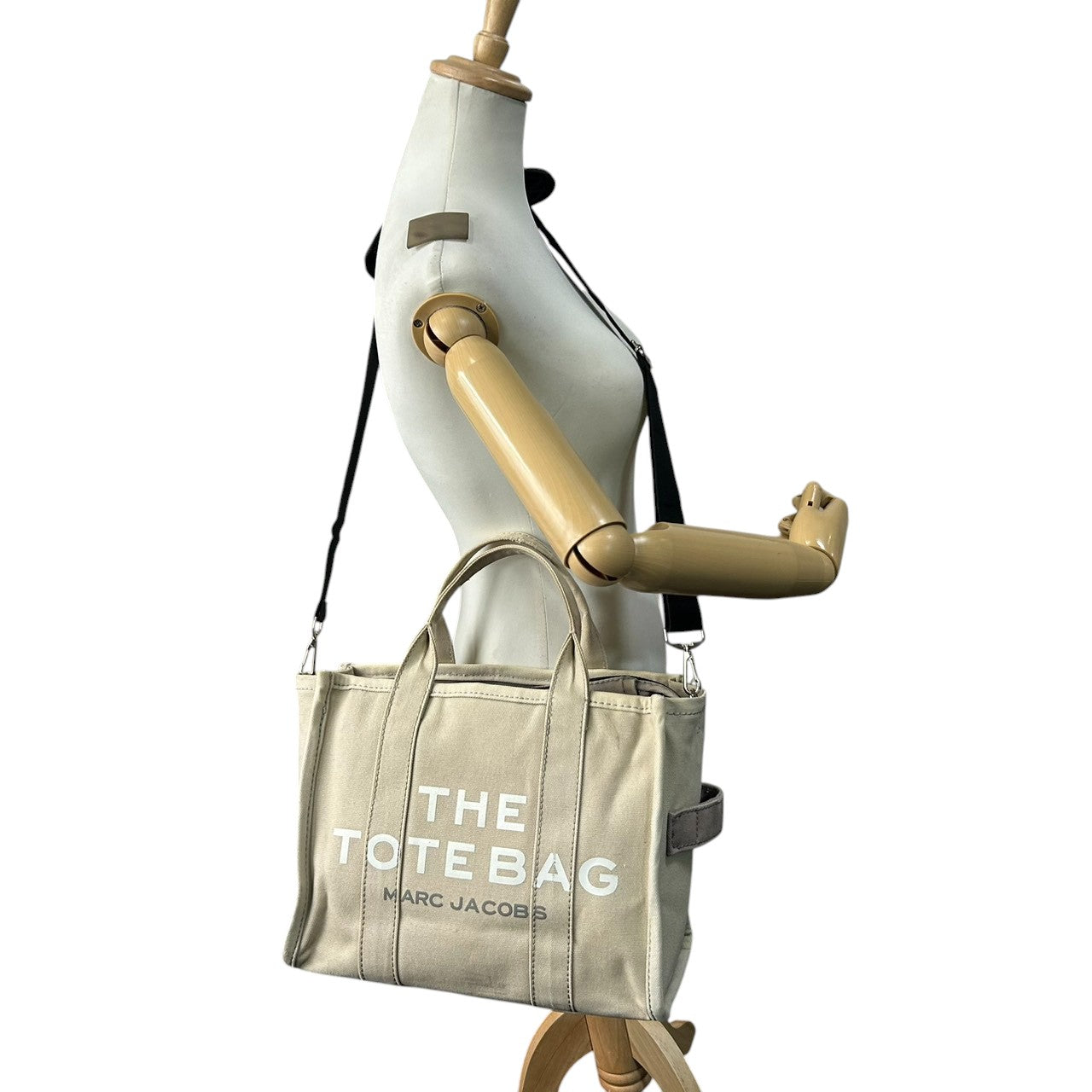 マークジェイコブス THE TOTE BAG 2WAY キャンバス トートバッグ ベージュ レディース メンズ A4可 斜め掛け可 大容量 MARC JACOBS ザ トートバッグ 定番 人気モデル (ショルダーストラップ社外品) s30