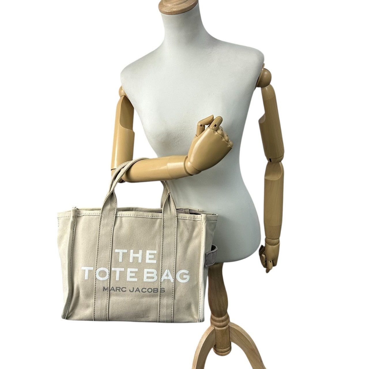 マークジェイコブス THE TOTE BAG 2WAY キャンバス トートバッグ ベージュ レディース メンズ A4可 斜め掛け可 大容量 MARC JACOBS ザ トートバッグ 定番 人気モデル (ショルダーストラップ社外品) s30