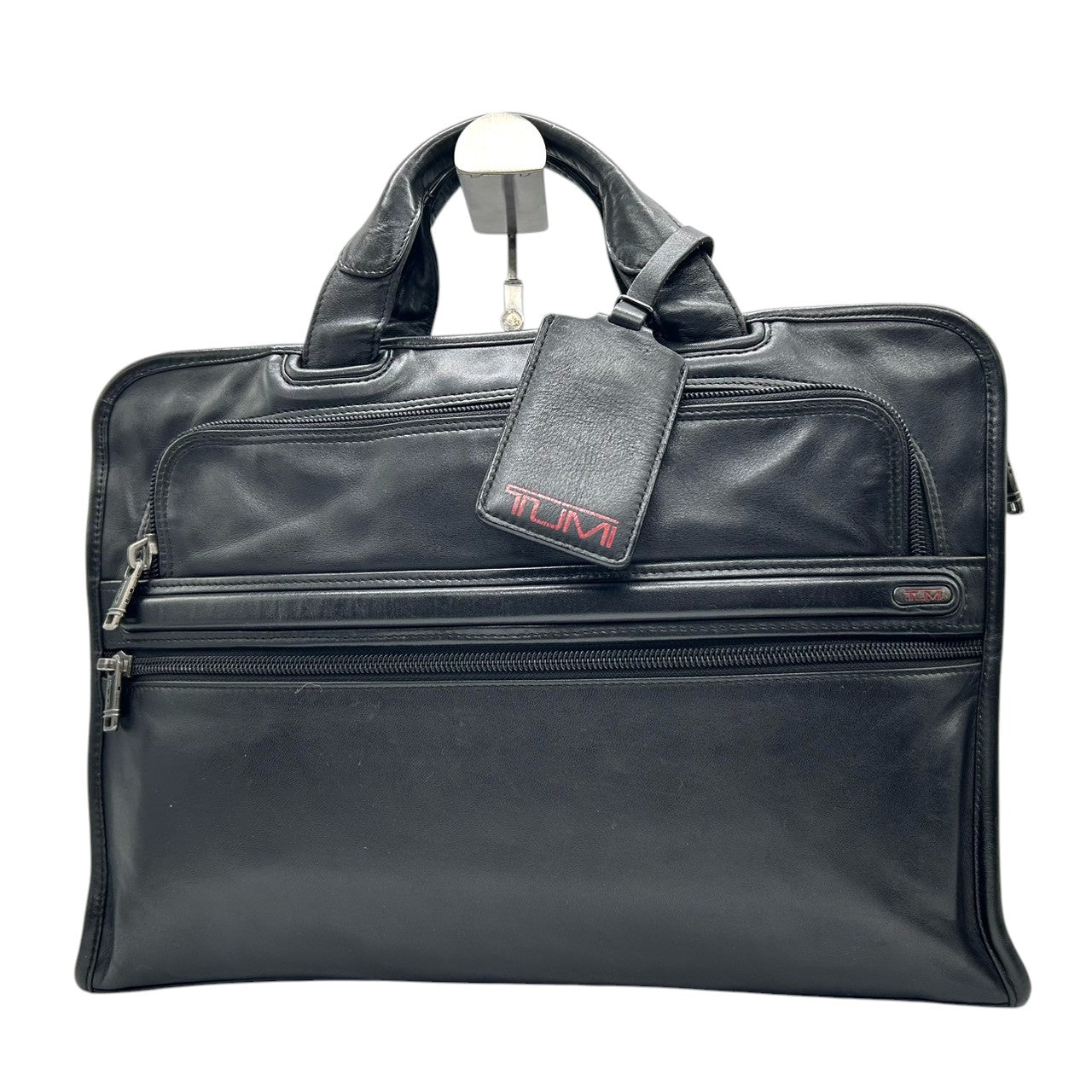 【美品】トゥミ TUMI ビジネスバッグ ブリーフケース 2WAY ショルダーバッグ 96101D4 レザー 本革 ナッパレザー ブラック 黒 A4 PC収納可 メンズ 通勤 出張 書類鞄 エレガント フォーマル 高耐久 ネームタグ付き X3