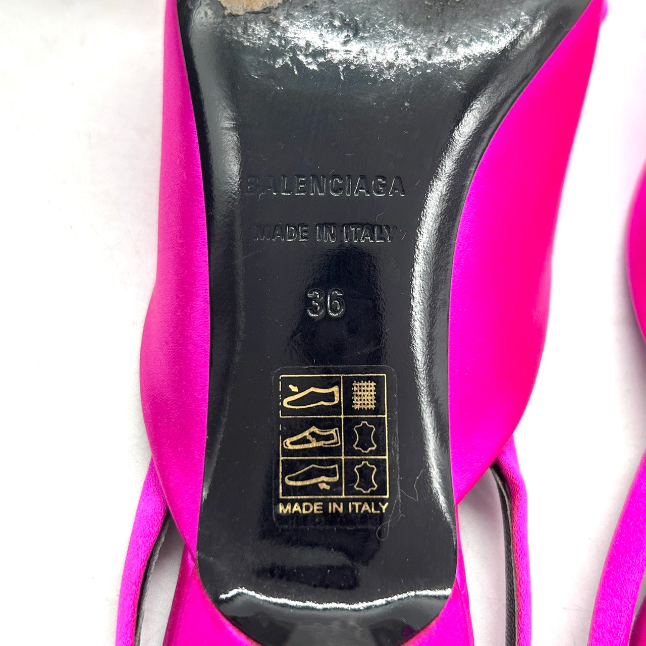 【未使用】バレンシアガ ナイフ リボン パンプス ミュール バックストラップ スリングバック ポインテッドトゥ サテン ピンク 36 23cm レディース 箱 保存袋 タグ付き キトゥンヒール エレガント モード パーティ CT1