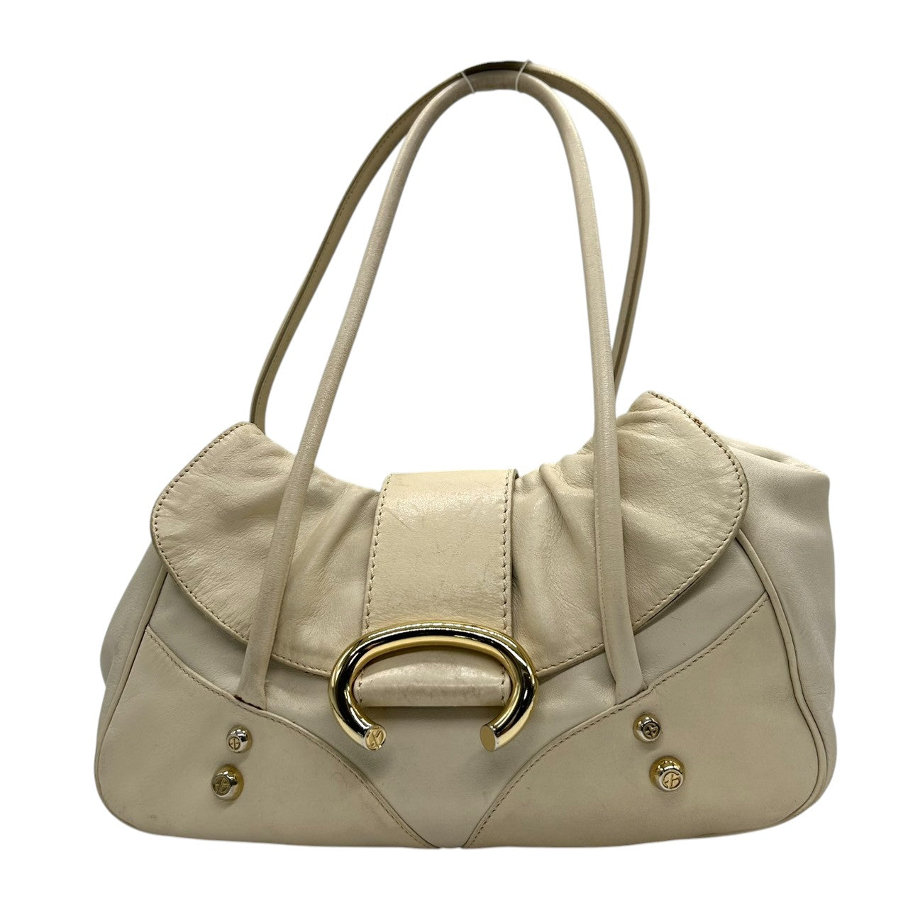 フランチェスコビアジア ハンドバッグ ショルダーバッグ ワンショルダー 肩掛け フラップ ギャザー レザー 本革 アイボリー C型リング ゴールド金具 レディース おしゃれ エレガント フェミニン 高級感 パーティ デート お出かけ s97