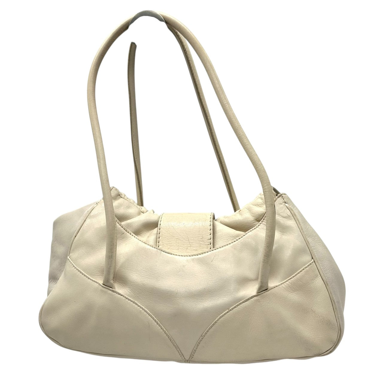 フランチェスコビアジア ハンドバッグ ショルダーバッグ ワンショルダー 肩掛け フラップ ギャザー レザー 本革 アイボリー C型リング ゴールド金具 レディース おしゃれ エレガント フェミニン 高級感 パーティ デート お出かけ s97