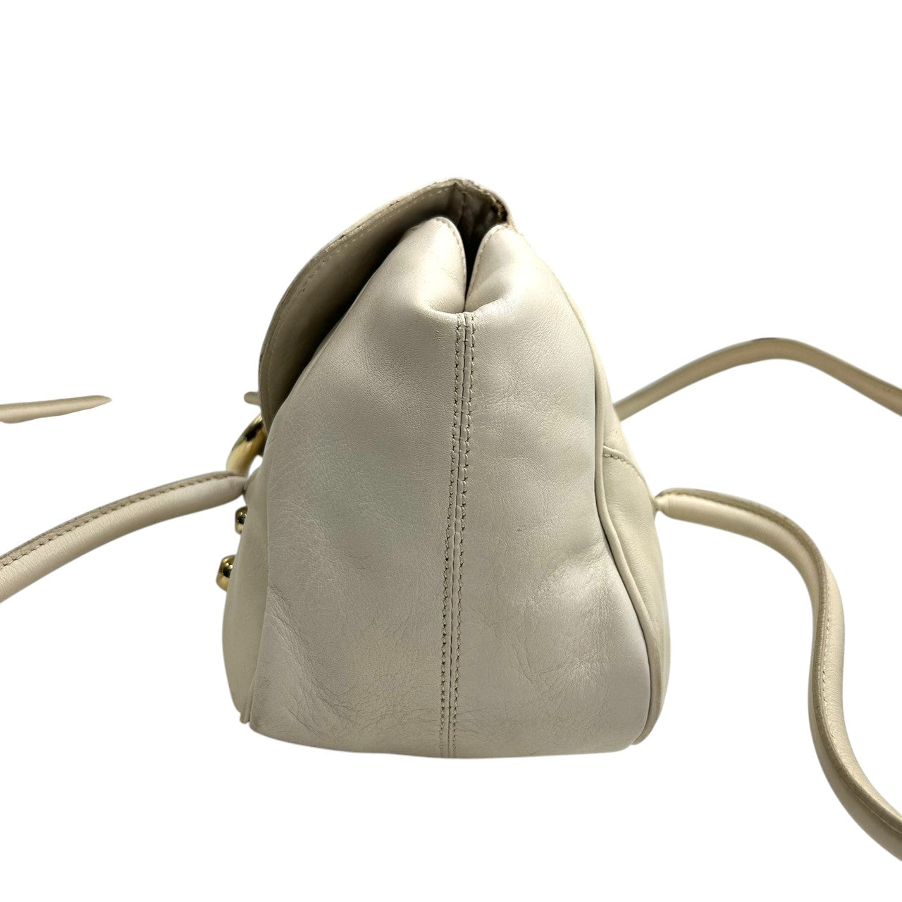 フランチェスコビアジア ハンドバッグ ショルダーバッグ ワンショルダー 肩掛け フラップ ギャザー レザー 本革 アイボリー C型リング ゴールド金具 レディース おしゃれ エレガント フェミニン 高級感 パーティ デート お出かけ s97