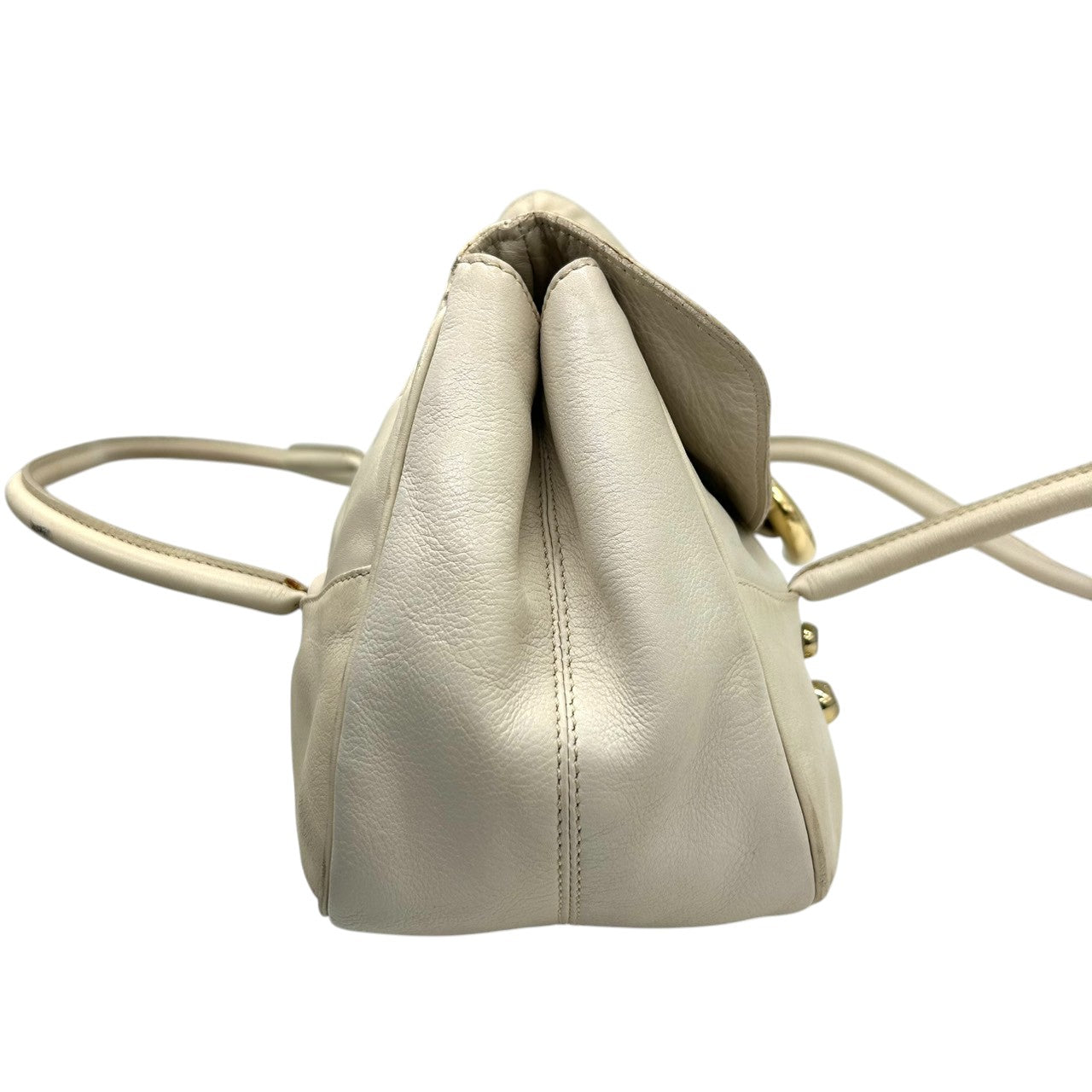 フランチェスコビアジア ハンドバッグ ショルダーバッグ ワンショルダー 肩掛け フラップ ギャザー レザー 本革 アイボリー C型リング ゴールド金具 レディース おしゃれ エレガント フェミニン 高級感 パーティ デート お出かけ s97