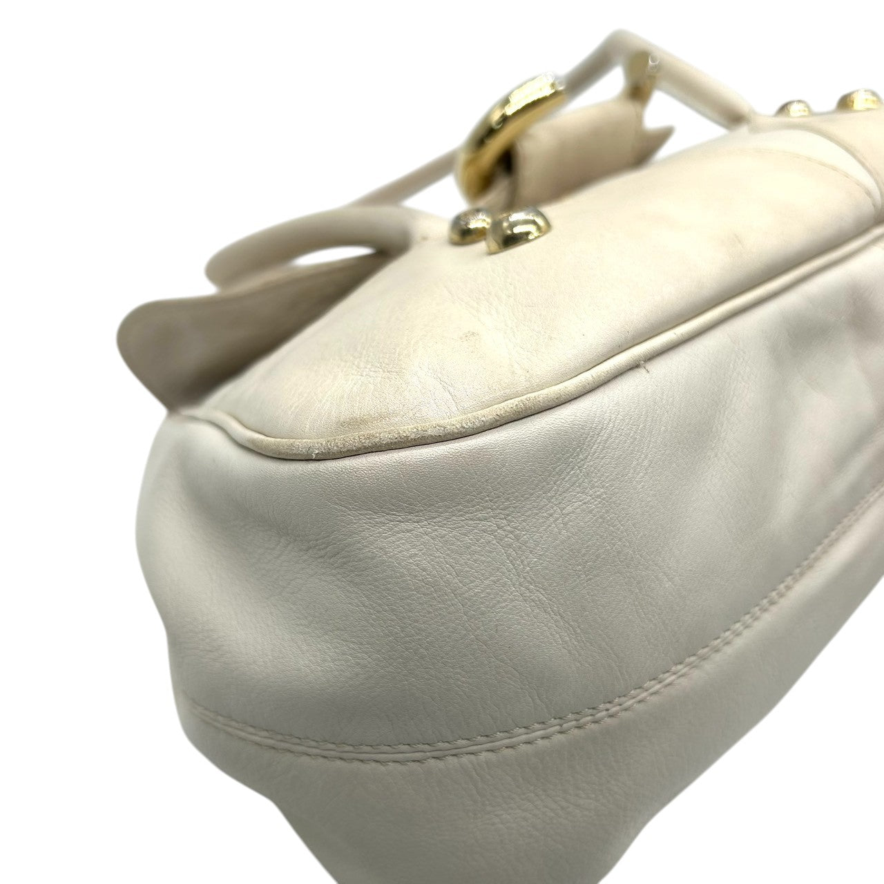 フランチェスコビアジア ハンドバッグ ショルダーバッグ ワンショルダー 肩掛け フラップ ギャザー レザー 本革 アイボリー C型リング ゴールド金具 レディース おしゃれ エレガント フェミニン 高級感 パーティ デート お出かけ s97