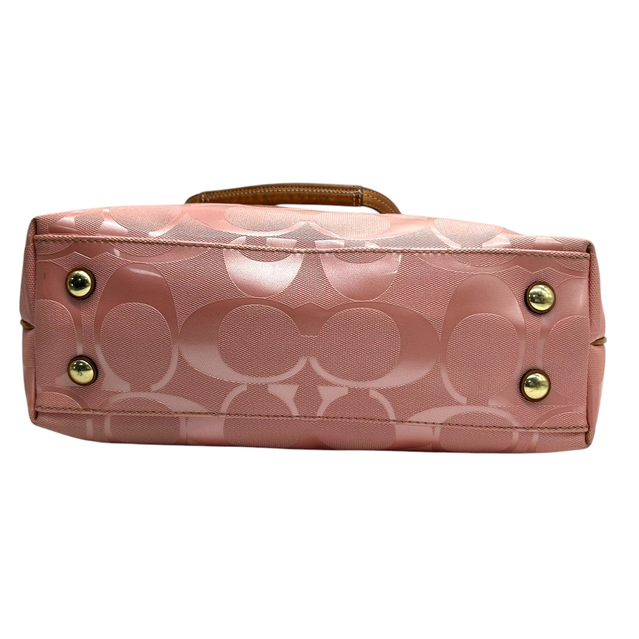 【美品】コーチ トートバッグ ハンドバッグ ワンショルダー F23621 A4収納可 シグネチャー PVC パテント レザー ピンク ブラウン レディース 大容量 軽量 通勤 通学 カジュアル フェミニン かわいい s80トートバッグ