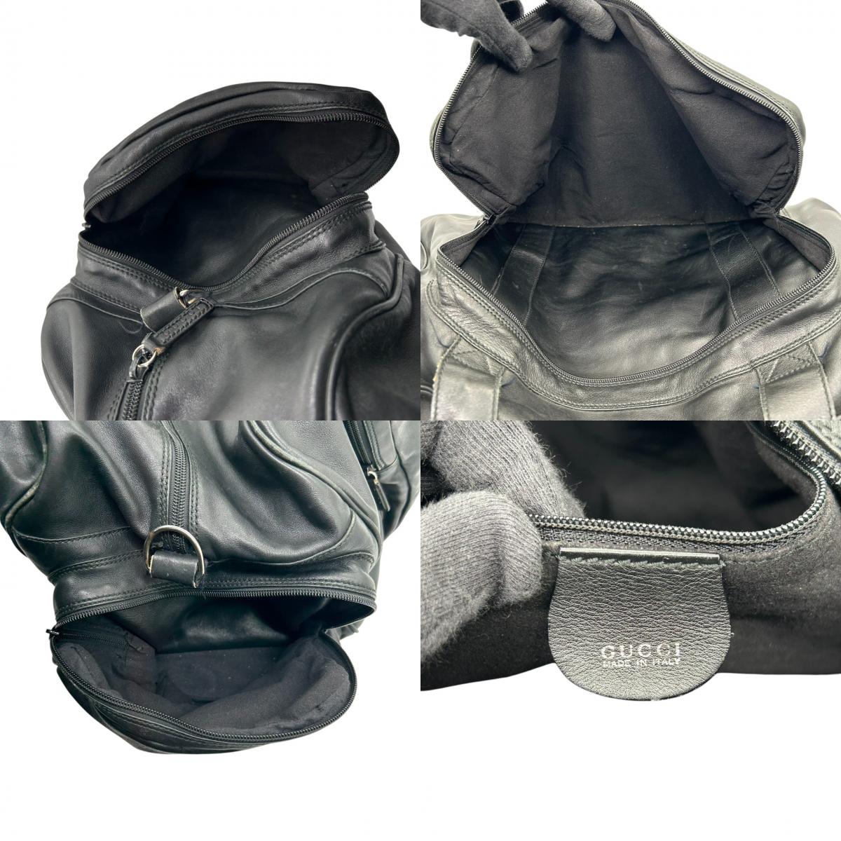 グッチ GUCCI ボストンバッグ 2WAY ショルダーバッグ ワンショルダー 斜め掛け可 大容量 旅行鞄 高級 上質 レザー 本革 ブラック 黒 メンズ レディース ユニセックス ヴィンテージ ビジネス 出張 ゴルフ X3