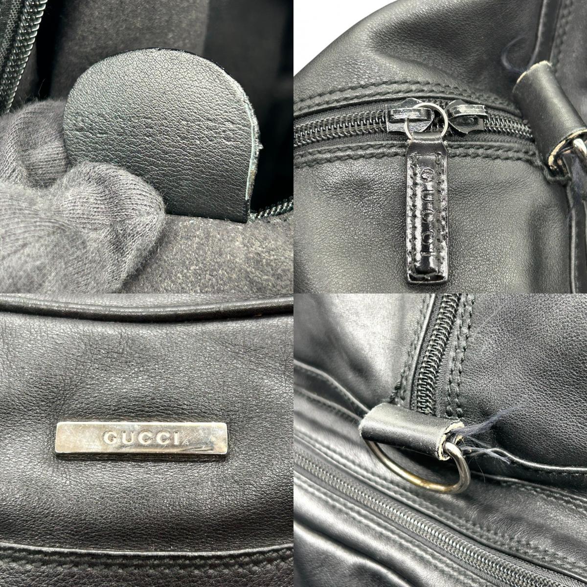 グッチ GUCCI ボストンバッグ 2WAY ショルダーバッグ ワンショルダー 斜め掛け可 大容量 旅行鞄 高級 上質 レザー 本革 ブラック 黒 メンズ レディース ユニセックス ヴィンテージ ビジネス 出張 ゴルフ X3