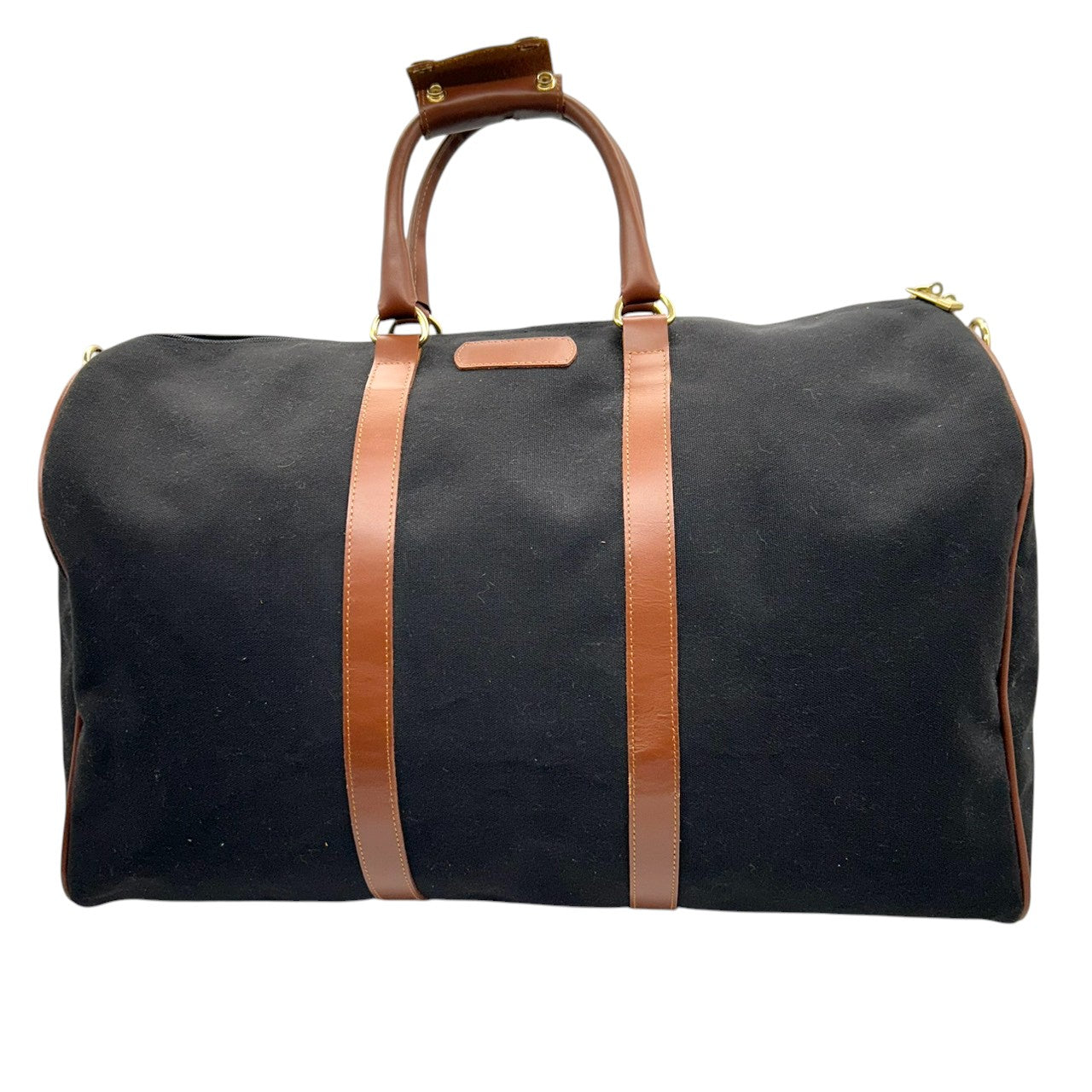 【美品】ティーアンソニー ボストンバッグ 2WAY ショルダーバッグ 斜め掛け可 大容量 旅行鞄 トラベル キャンバス レザー ブラック ブラウン メンズ レディース ユニセックス 出張 ゴルフ クラシック エレガント ネームタグ付き X3