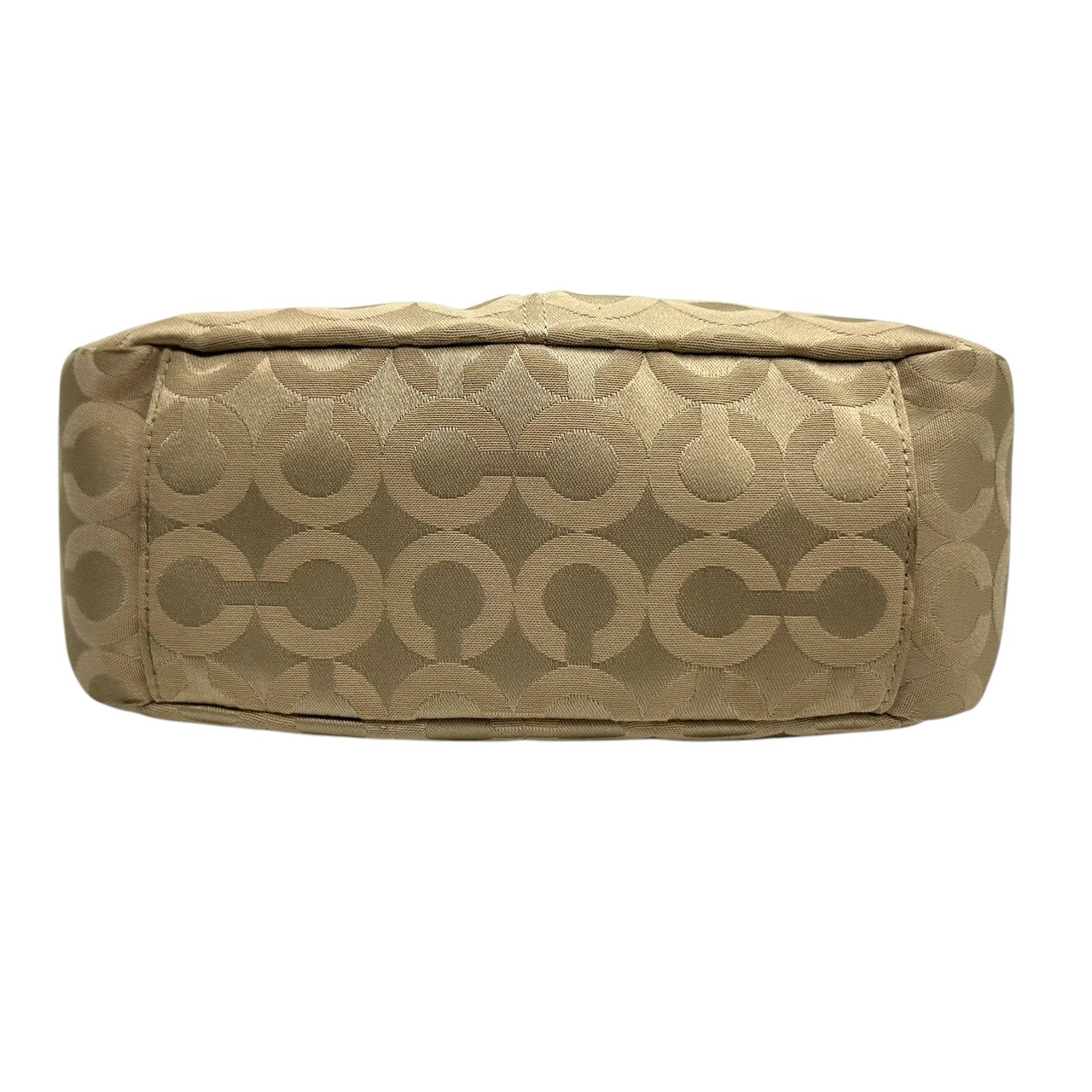 コーチ COACH ハンドバッグ アクセサリーポーチ ワンショルダー 43265 オプアート シグネチャー キャンバス パテント レザー ベージュ ダークブラウン レディース ホース&キャリッジ ゴールド金具 フェミニン エレガント クラシック s80