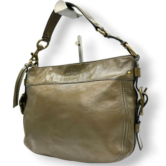 【美品】コーチ COACH ゾーイ ショルダーバッグ ワンショルダー ハンドバッグ F0873-12735 パテントレザー エナメル カーキ グリーン レディース ゴールド金具 エレガント クラシック カジュアル 通勤 通学 U3