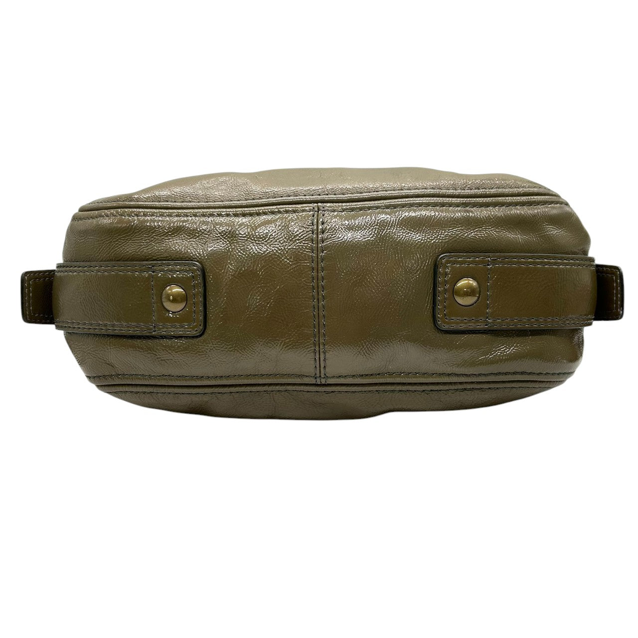 【美品】コーチ COACH ゾーイ ショルダーバッグ ワンショルダー ハンドバッグ F0873-12735 パテントレザー エナメル カーキ グリーン レディース ゴールド金具 エレガント クラシック カジュアル 通勤 通学 U3