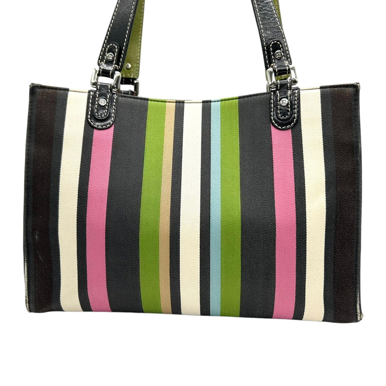 ケイトスペード kate spade トートバッグ ハンドバッグ ワンショルダー 肩掛け A4収納可 ストライプ マルチカラー キャンバス レザー ブラック レディース 通勤 通学 カジュアル カラフル ポップデザイン s41