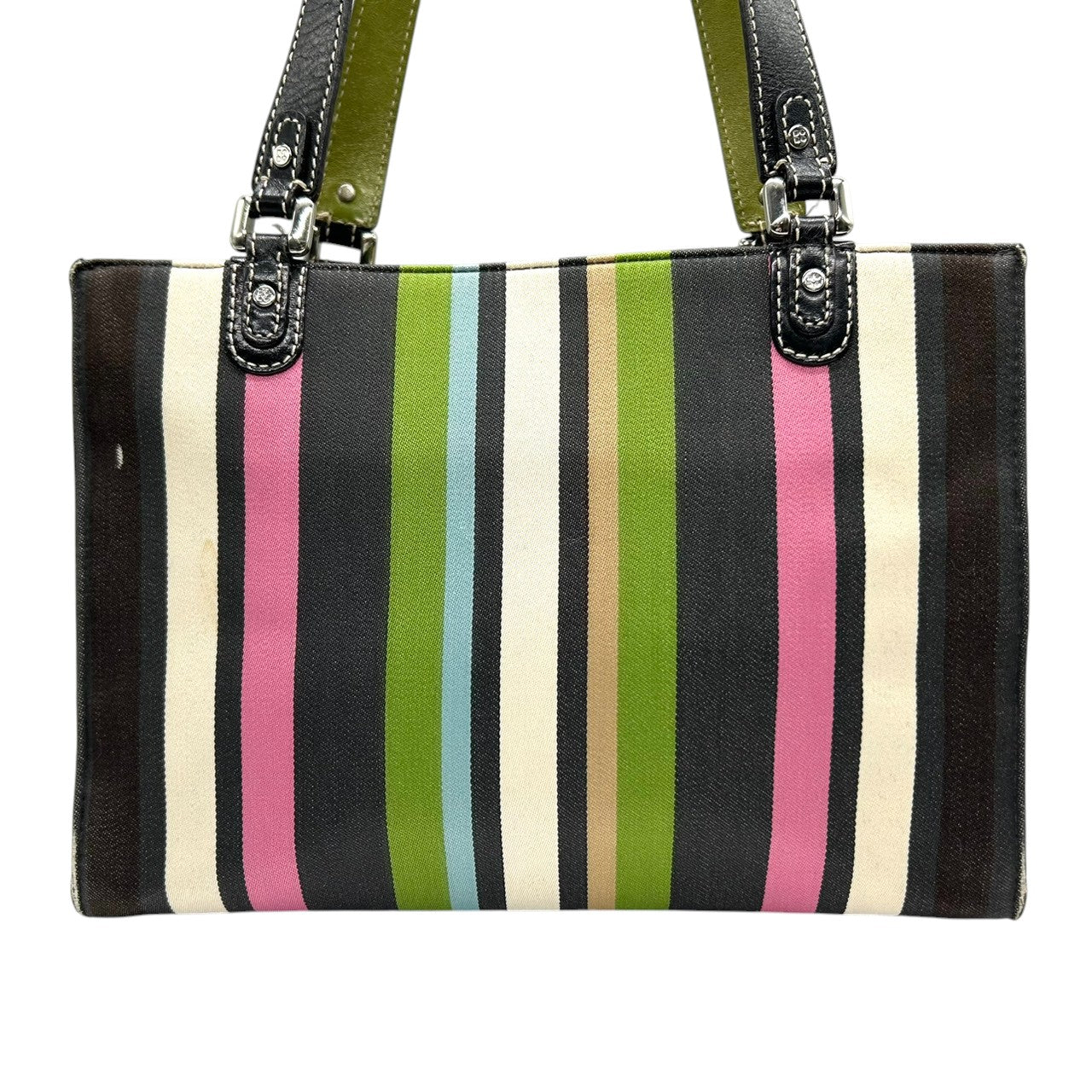 ケイトスペード kate spade トートバッグ ハンドバッグ ワンショルダー 肩掛け A4収納可 ストライプ マルチカラー キャンバス レザー ブラック レディース 通勤 通学 カジュアル カラフル ポップデザイン s41