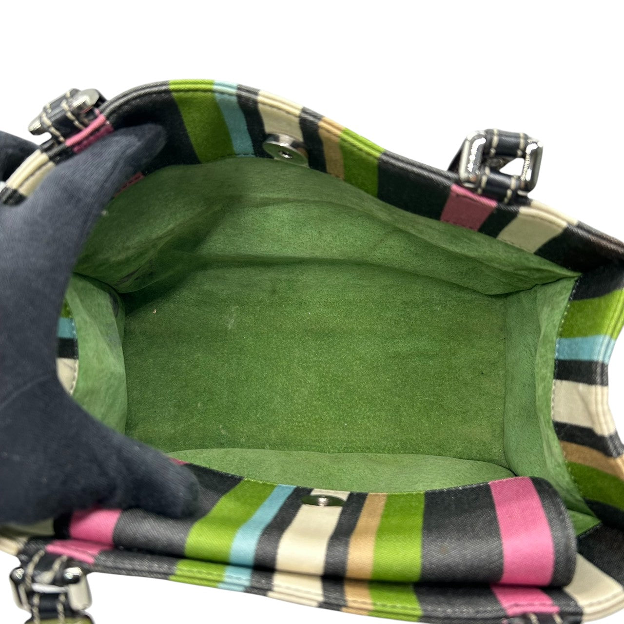 ケイトスペード kate spade トートバッグ ハンドバッグ ワンショルダー 肩掛け A4収納可 ストライプ マルチカラー キャンバス レザー ブラック レディース 通勤 通学 カジュアル カラフル ポップデザイン s41