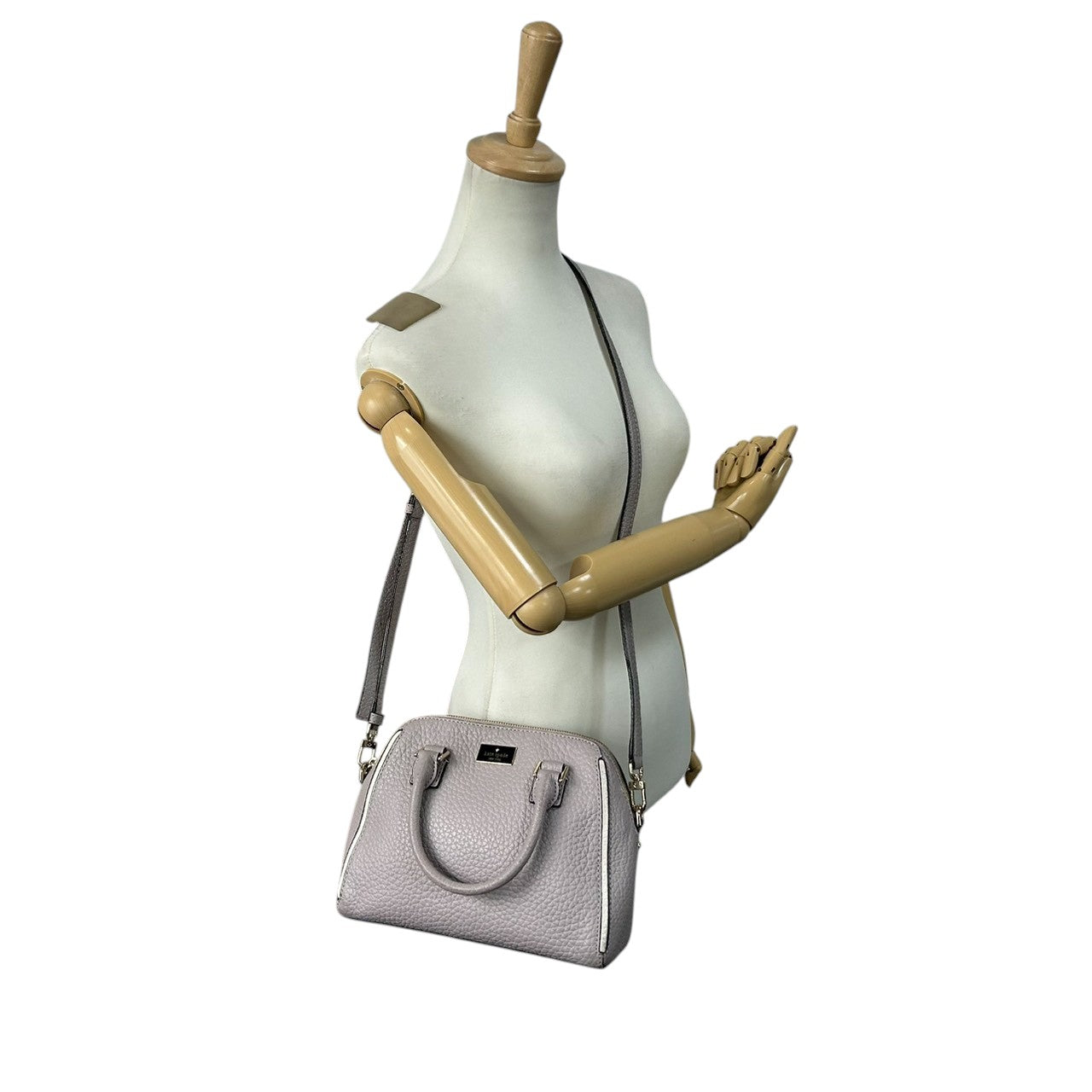 【美品】ケイトスペード 2WAY ハンドバッグ ショルダーバッグ 斜め掛け可 ミニボストン ドーム型 レザー パープル ラベンダー ゴールド金具 レディース エレガント フェミニン かわいい 通勤 デート 自立可 s41