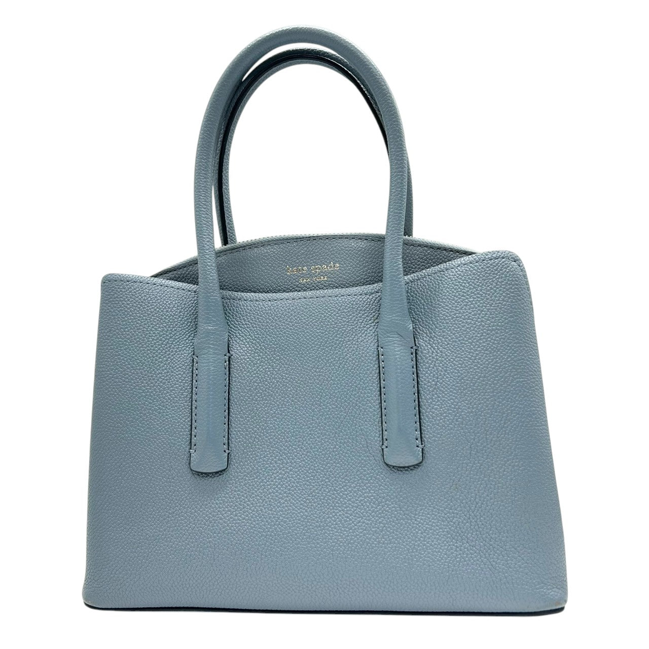 ケイトスペード ハンドバッグ トートバッグ レザー 本革 ペブルレザー ブルー くすみブルー ロゴプレート シルバー金具 レディース 通勤 通学 ビジネス フォーマル エレガント 大人かわいい 自立可 s70