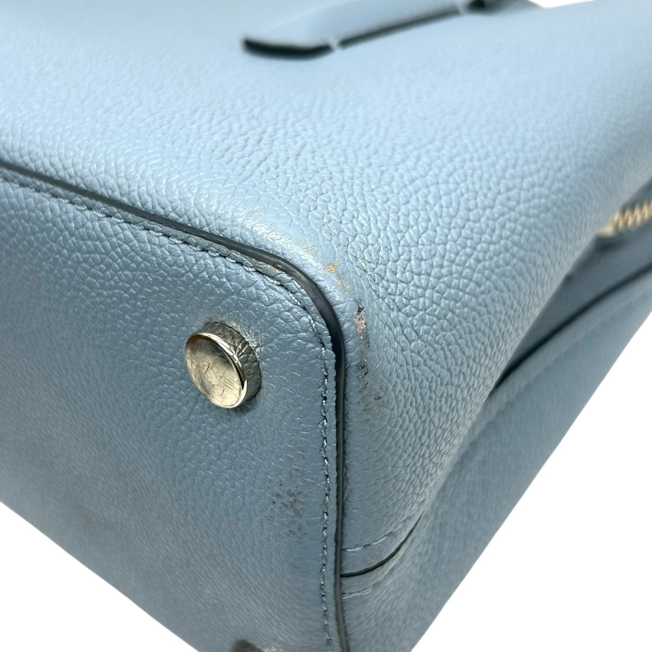 ケイトスペード ハンドバッグ トートバッグ レザー 本革 ペブルレザー ブルー くすみブルー ロゴプレート シルバー金具 レディース 通勤 通学 ビジネス フォーマル エレガント 大人かわいい 自立可 s70