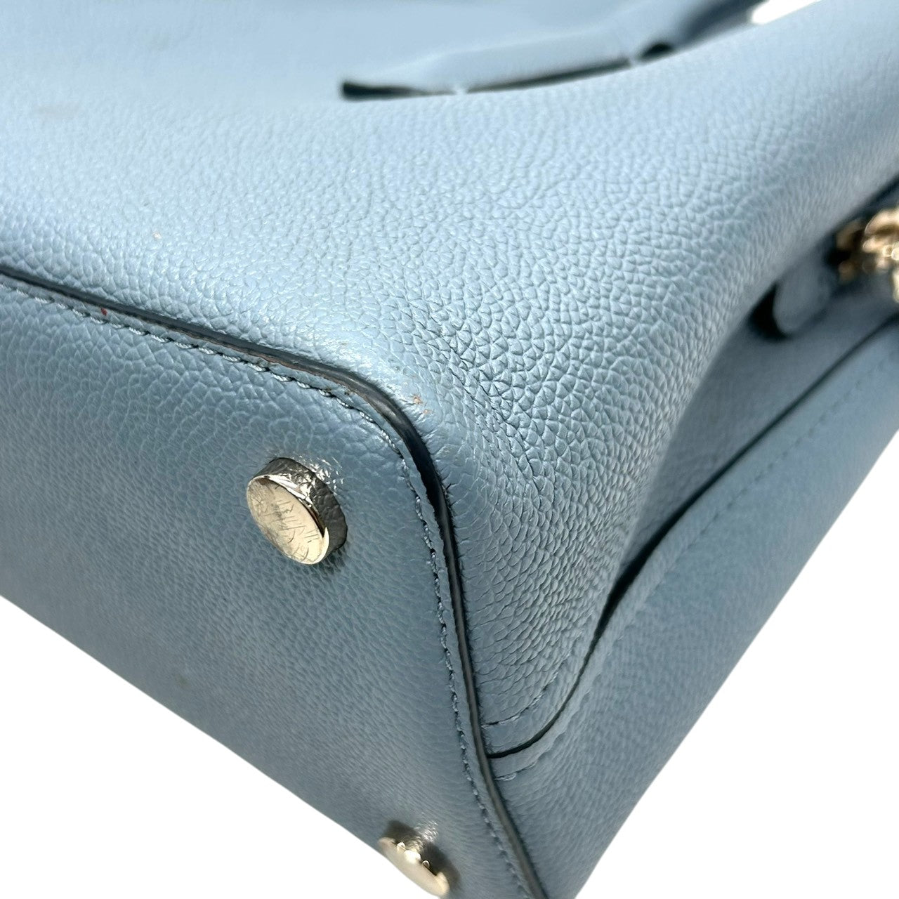 ケイトスペード ハンドバッグ トートバッグ レザー 本革 ペブルレザー ブルー くすみブルー ロゴプレート シルバー金具 レディース 通勤 通学 ビジネス フォーマル エレガント 大人かわいい 自立可 s70