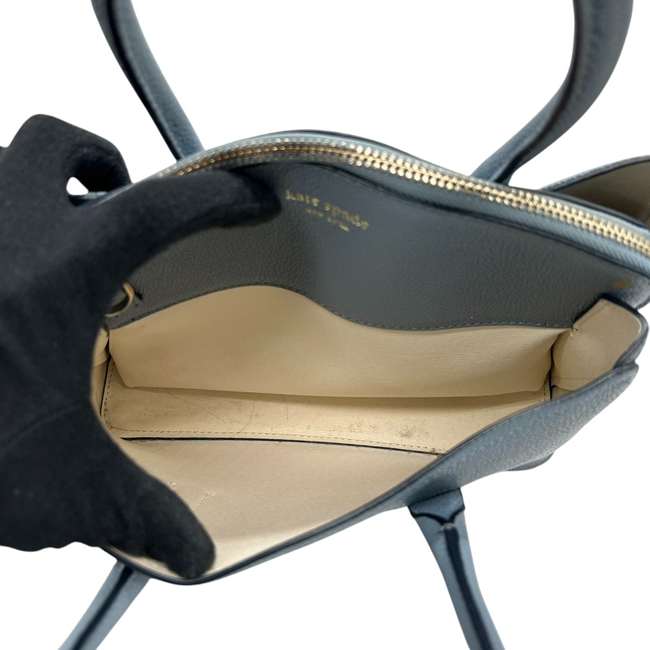 ケイトスペード ハンドバッグ トートバッグ レザー 本革 ペブルレザー ブルー くすみブルー ロゴプレート シルバー金具 レディース 通勤 通学 ビジネス フォーマル エレガント 大人かわいい 自立可 s70