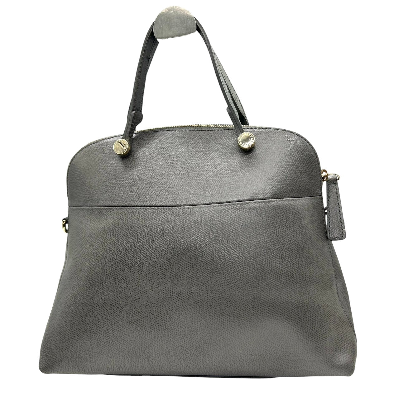 【訳あり】フルラ FURLA パイパー ハンドバッグ ドーム型 自立可 レザー サフィアーノ グレー ゴールド金具 カデナ 南京錠 レディース 通勤 通学 ビジネス フォーマル エレガント 上品 s77