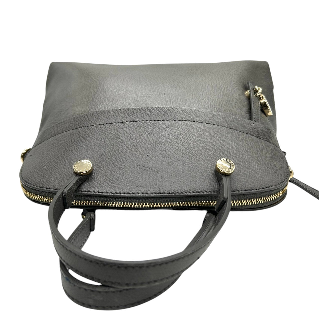 【訳あり】フルラ FURLA パイパー ハンドバッグ ドーム型 自立可 レザー サフィアーノ グレー ゴールド金具 カデナ 南京錠 レディース 通勤 通学 ビジネス フォーマル エレガント 上品 s77