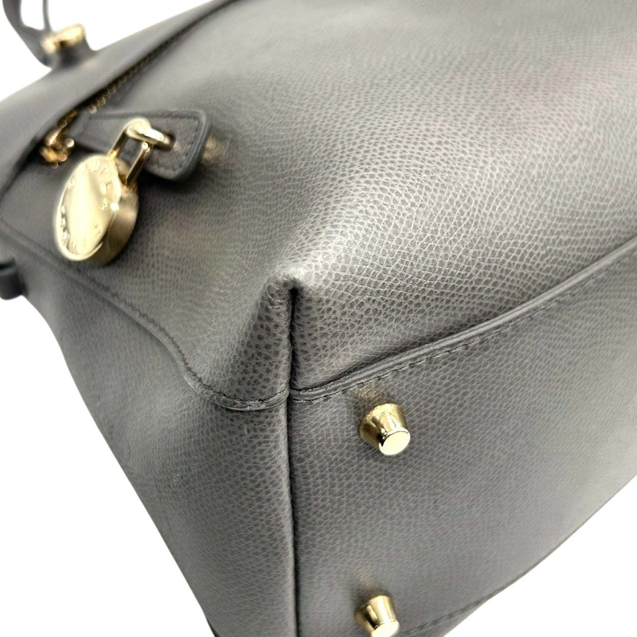 【訳あり】フルラ FURLA パイパー ハンドバッグ ドーム型 自立可 レザー サフィアーノ グレー ゴールド金具 カデナ 南京錠 レディース 通勤 通学 ビジネス フォーマル エレガント 上品 s77