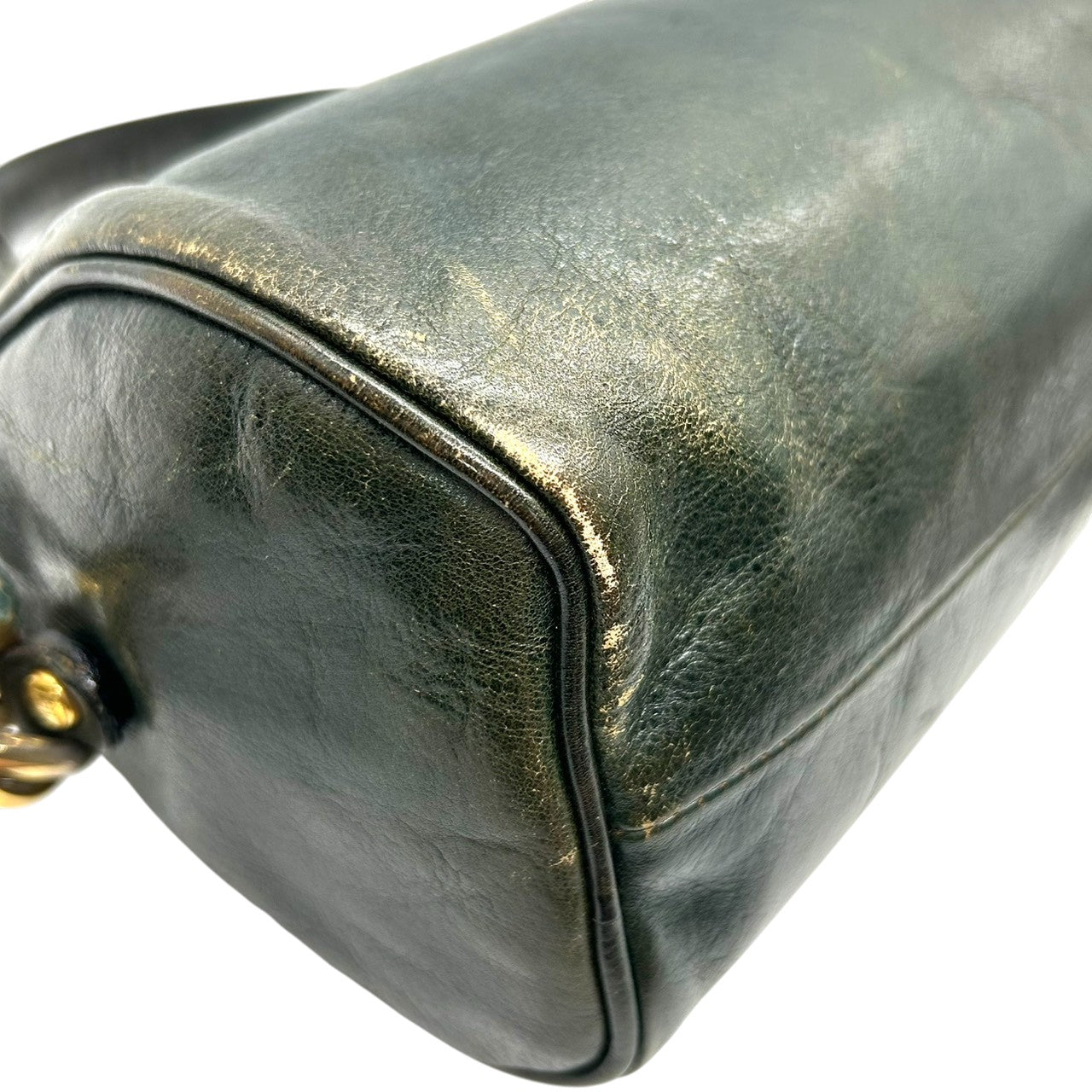 ヒロフ HIROFU 2WAY ショルダーバッグ ポシェット ミニバッグ 斜め掛け可 Hロゴ ドラム 筒型 レザー 本革 ダークグリーン 緑 ヴィンテージ クラシック レディース ハンドバッグ コンパクト レトロ s77