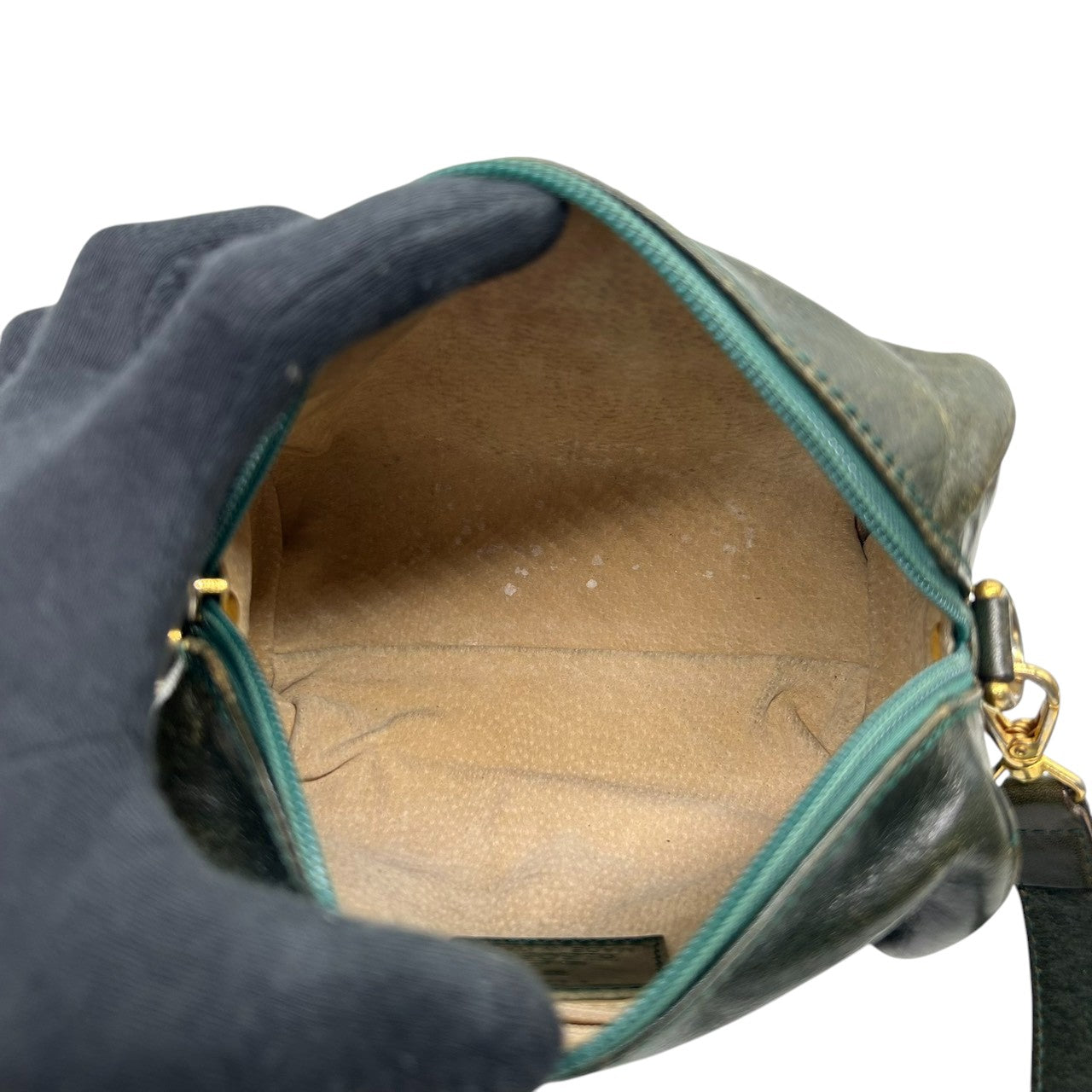 ヒロフ HIROFU 2WAY ショルダーバッグ ポシェット ミニバッグ 斜め掛け可 Hロゴ ドラム 筒型 レザー 本革 ダークグリーン 緑 ヴィンテージ クラシック レディース ハンドバッグ コンパクト レトロ s77