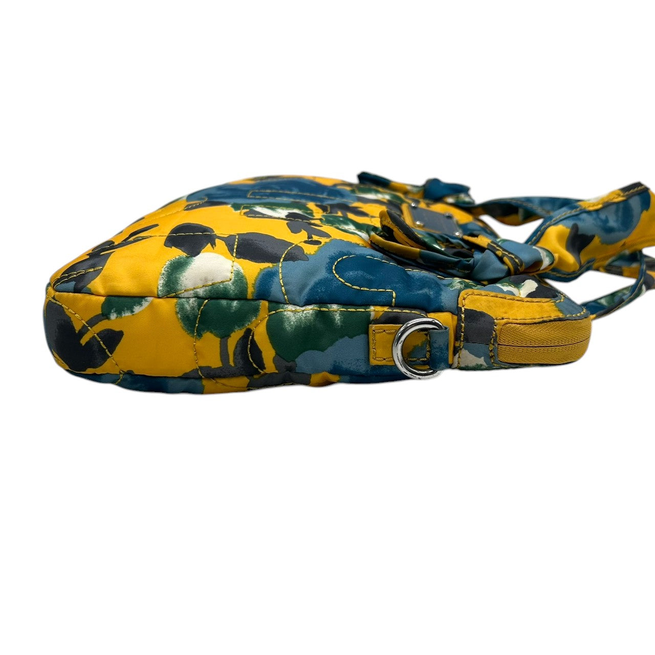 【美品】マークバイマークジェイコブス PCケース ビジネスバッグ 2WAY ショルダーバッグ 斜め掛け可 花柄 ナイロン イエロー A4収納可 ラップトップケース 13インチ 14インチ レディース ポップ おしゃれ s77