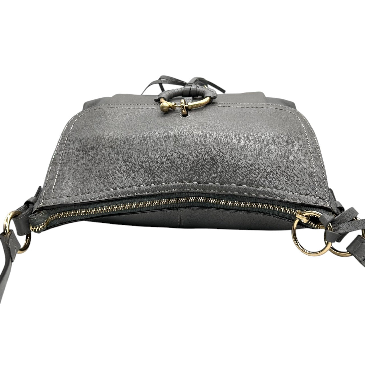 シーバイクロエ ジョアン JOAN 2WAY ショルダーバッグ ハンドバッグ 斜め掛け可 ワンショルダー レザー 本革 グレー Oリング キーチャーム タッセル ゴールド金具 レディース フェミニン カード付き s77