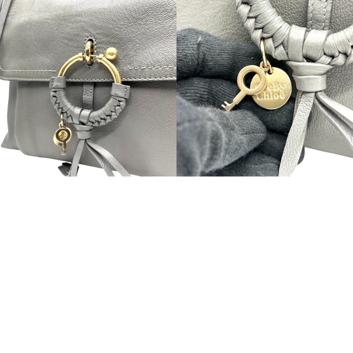 シーバイクロエ ジョアン JOAN 2WAY ショルダーバッグ ハンドバッグ 斜め掛け可 ワンショルダー レザー 本革 グレー Oリング キーチャーム タッセル ゴールド金具 レディース フェミニン カード付き s77