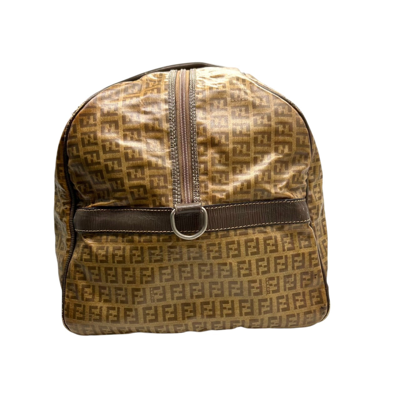 フェンディ FENDI ボストンバッグ 2WAY ショルダーバッグ ズッカ柄 FFロゴ PVC レザー ブラウン 大容量 旅行鞄 メンズ レディース ユニセックス ヴィンテージ クラシック オールドフェンディ 斜め掛け可 X3