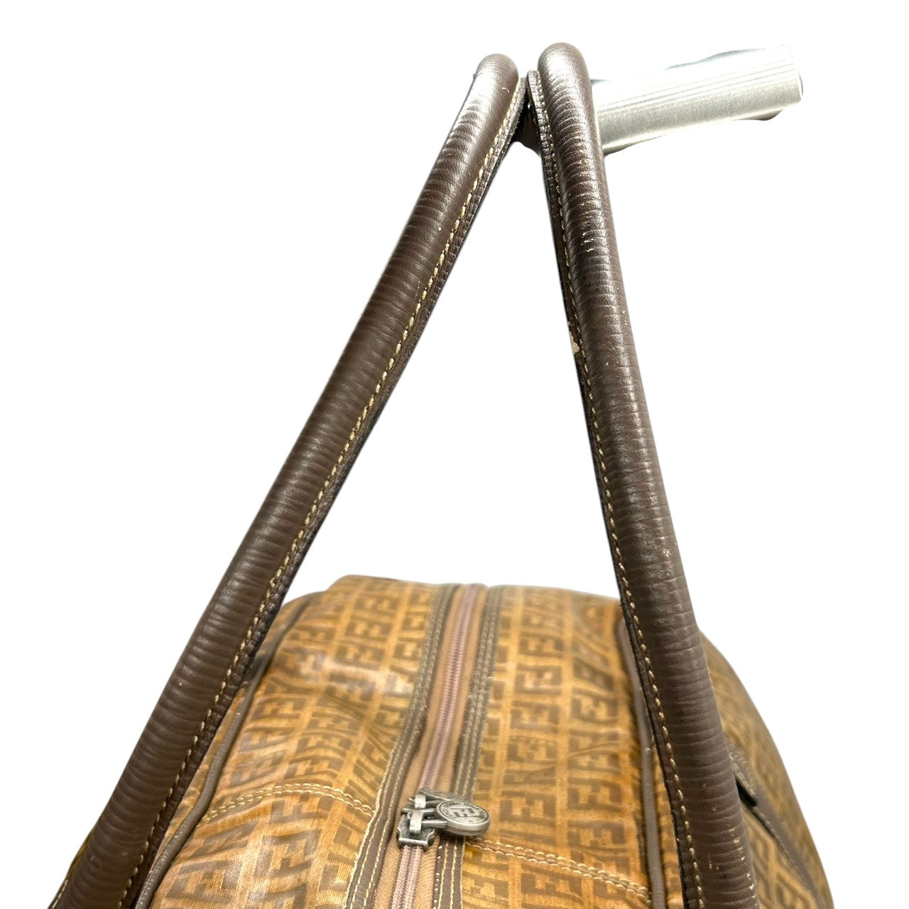 フェンディ FENDI ボストンバッグ 2WAY ショルダーバッグ ズッカ柄 FFロゴ PVC レザー ブラウン 大容量 旅行鞄 メンズ レディース ユニセックス ヴィンテージ クラシック オールドフェンディ 斜め掛け可 X3