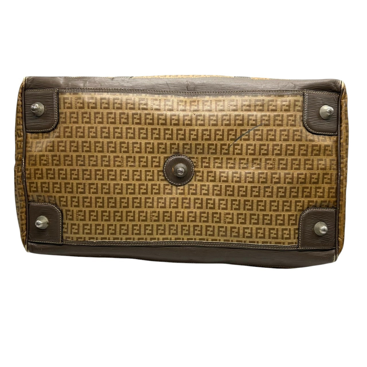 フェンディ FENDI ボストンバッグ 2WAY ショルダーバッグ ズッカ柄 FFロゴ PVC レザー ブラウン 大容量 旅行鞄 メンズ レディース ユニセックス ヴィンテージ クラシック オールドフェンディ 斜め掛け可 X3