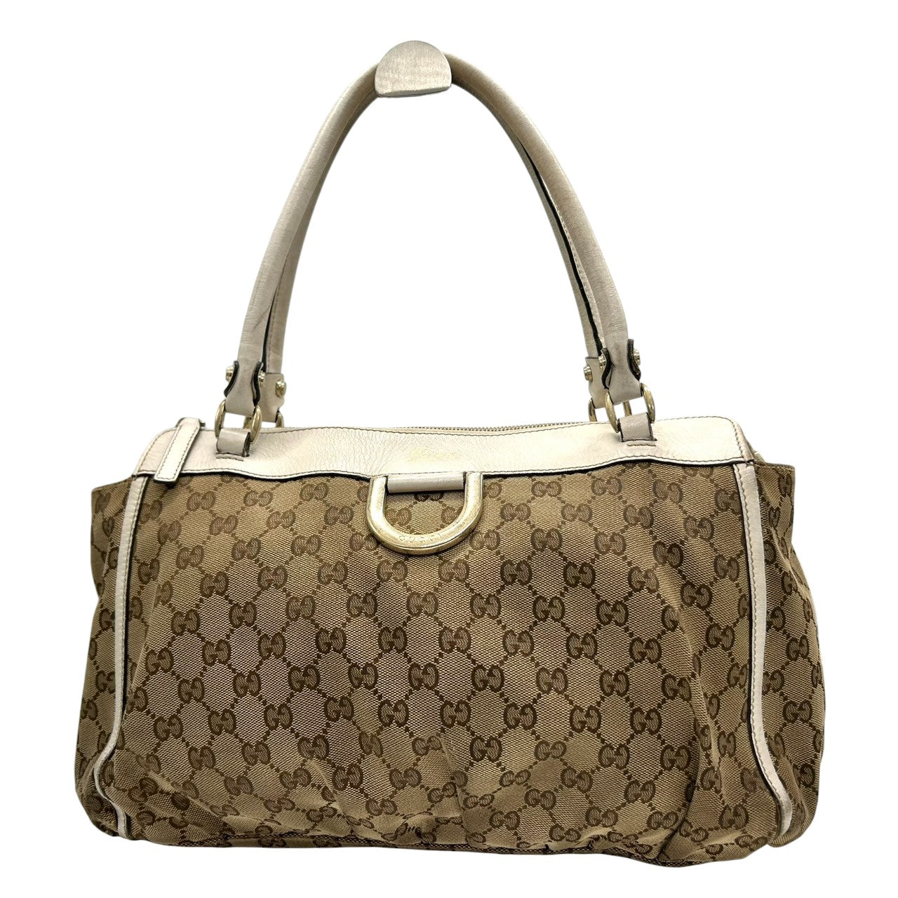 グッチ GUCCI アビー トートバッグ ハンドバッグ GGキャンバス 130739 ワンショルダー Dリング レザー ベージュ ホワイト A4収納可 レディース 通勤 通学 肩掛け 定番 人気 クラシック ヴィンテージ s5