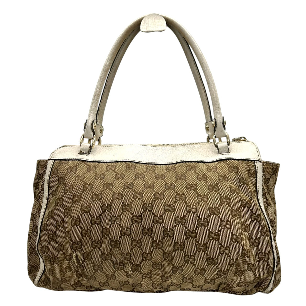 グッチ GUCCI アビー トートバッグ ハンドバッグ GGキャンバス 130739 ワンショルダー Dリング レザー ベージュ ホワイト A4収納可 レディース 通勤 通学 肩掛け 定番 人気 クラシック ヴィンテージ s5
