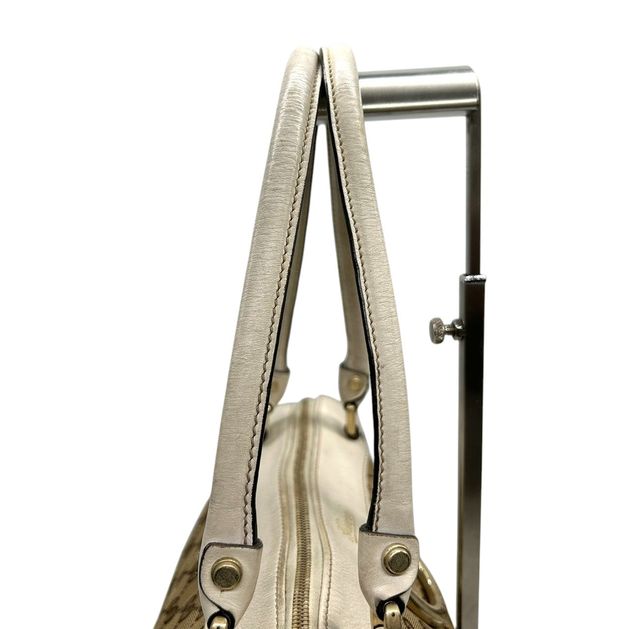 グッチ GUCCI アビー トートバッグ ハンドバッグ GGキャンバス 130739 ワンショルダー Dリング レザー ベージュ ホワイト A4収納可 レディース 通勤 通学 肩掛け 定番 人気 クラシック ヴィンテージ s5