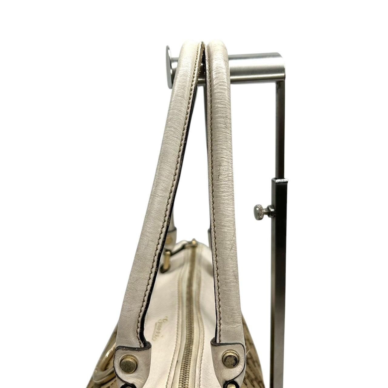 グッチ GUCCI アビー トートバッグ ハンドバッグ GGキャンバス 130739 ワンショルダー Dリング レザー ベージュ ホワイト A4収納可 レディース 通勤 通学 肩掛け 定番 人気 クラシック ヴィンテージ s5