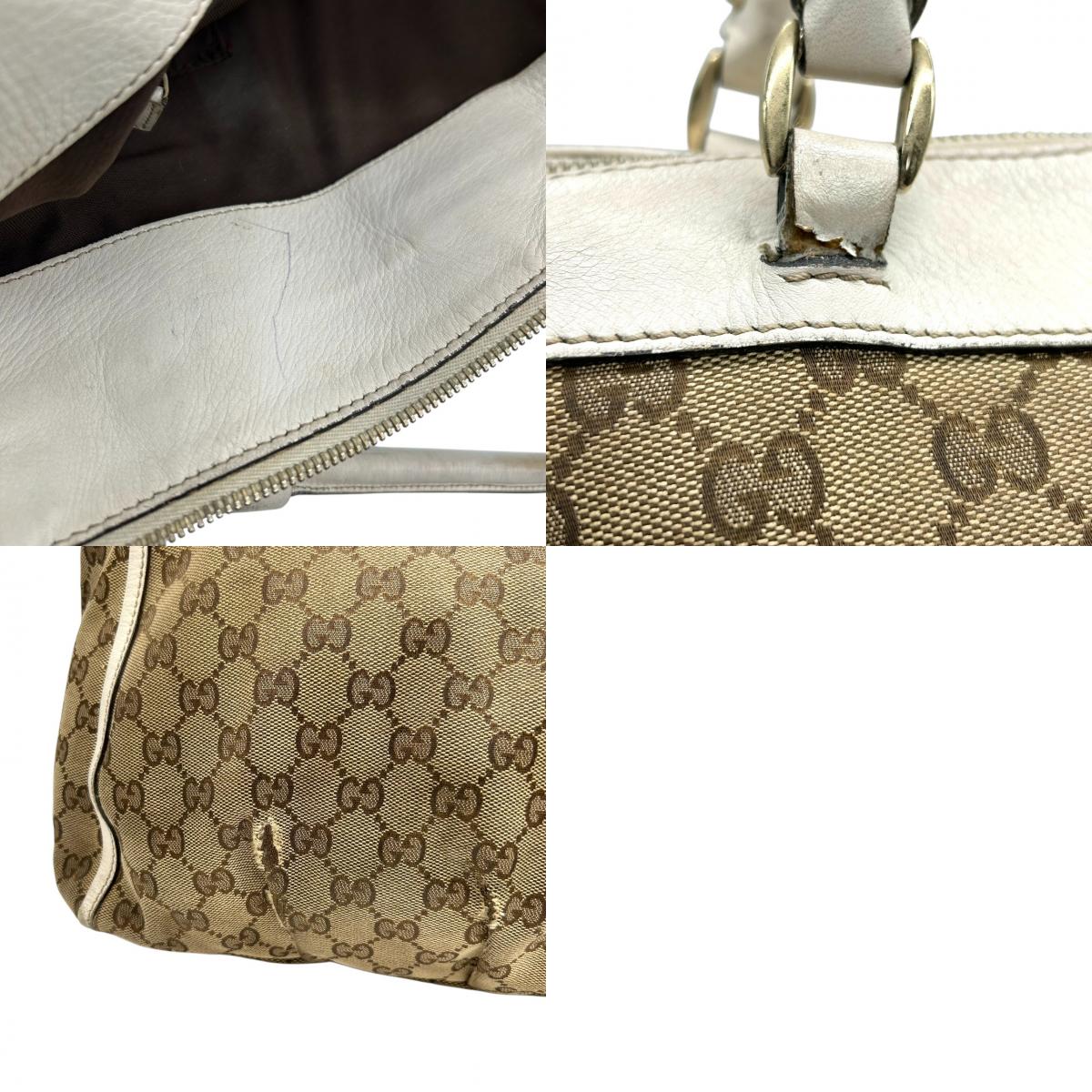 グッチ GUCCI アビー トートバッグ ハンドバッグ GGキャンバス 130739 ワンショルダー Dリング レザー ベージュ ホワイト A4収納可 レディース 通勤 通学 肩掛け 定番 人気 クラシック ヴィンテージ s5