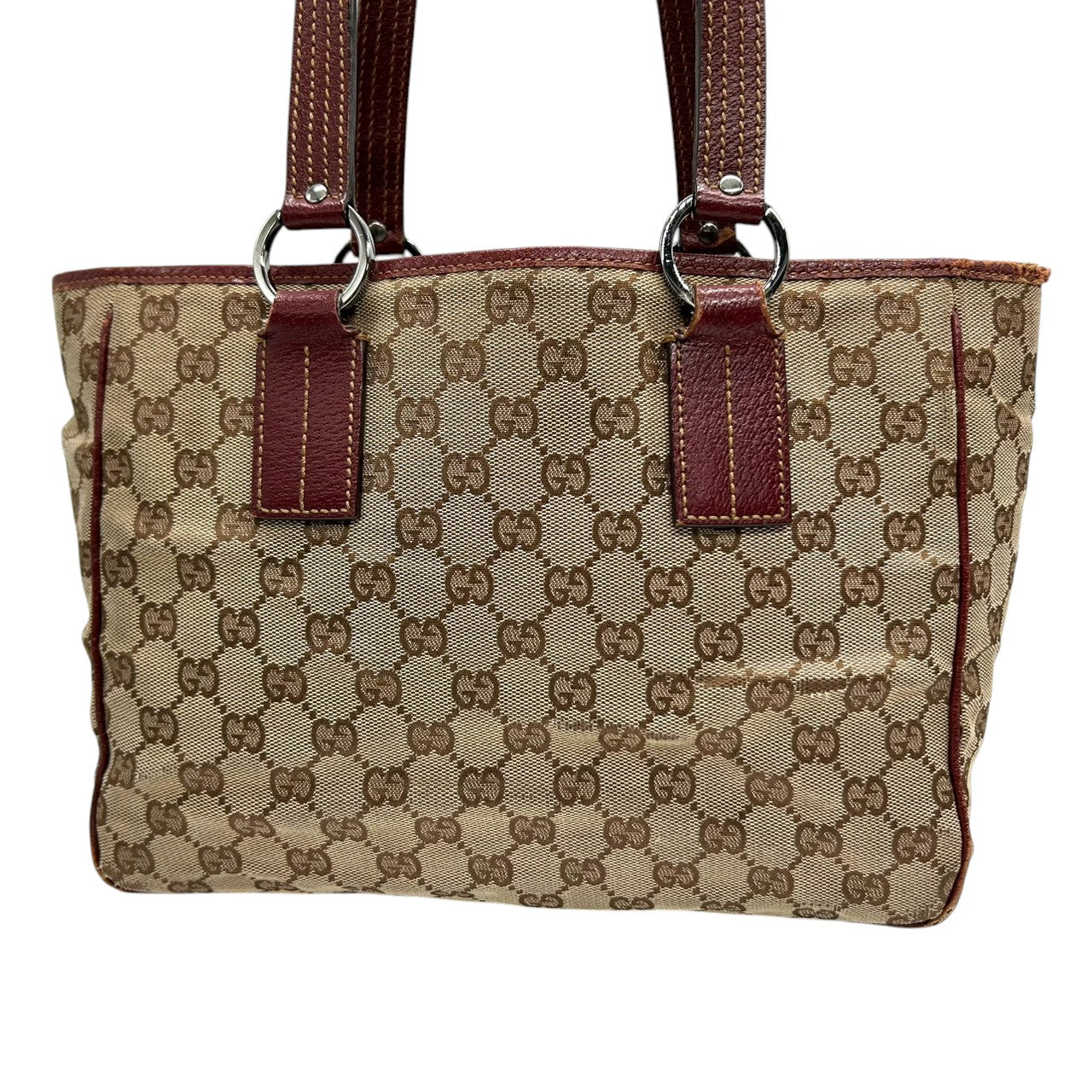 グッチ GUCCI GGキャンバス トートバッグ 113019 ハンドバッグ ワンショルダー 肩掛け可 レザー 本革 ブラウン レッド レディース 定番人気 ヴィンテージ クラシック オールドグッチ 通勤 通学 s5