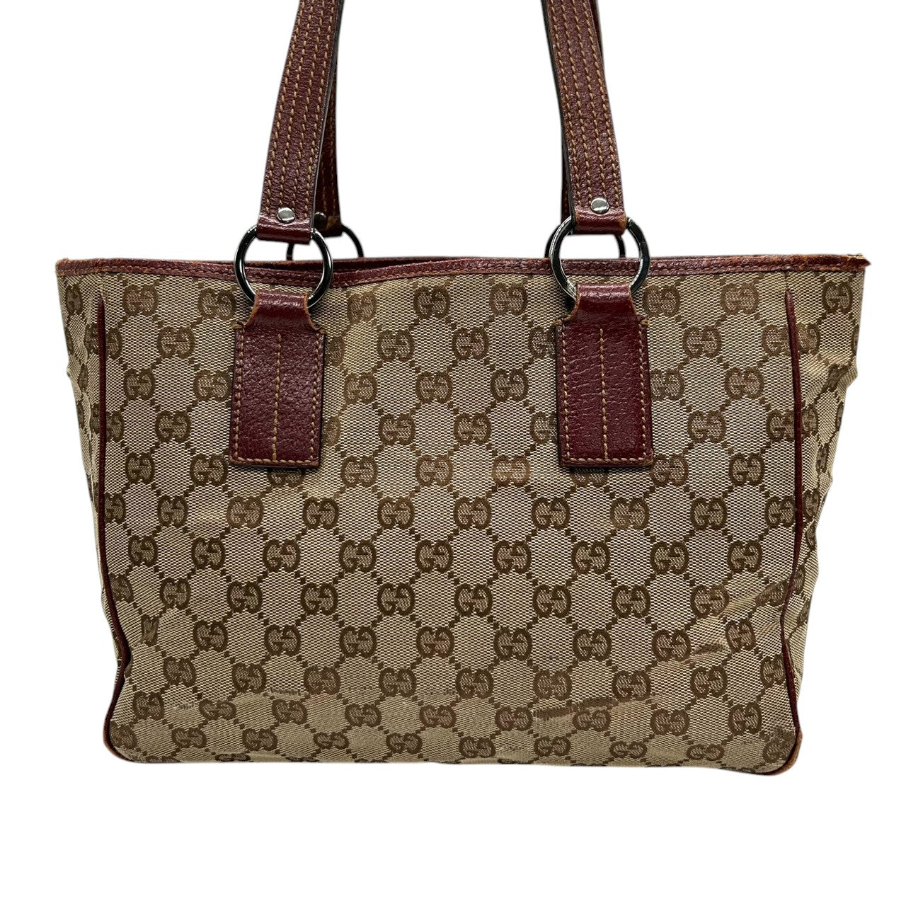 グッチ GUCCI GGキャンバス トートバッグ 113019 ハンドバッグ ワンショルダー 肩掛け可 レザー 本革 ブラウン レッド レディース 定番人気 ヴィンテージ クラシック オールドグッチ 通勤 通学 s5