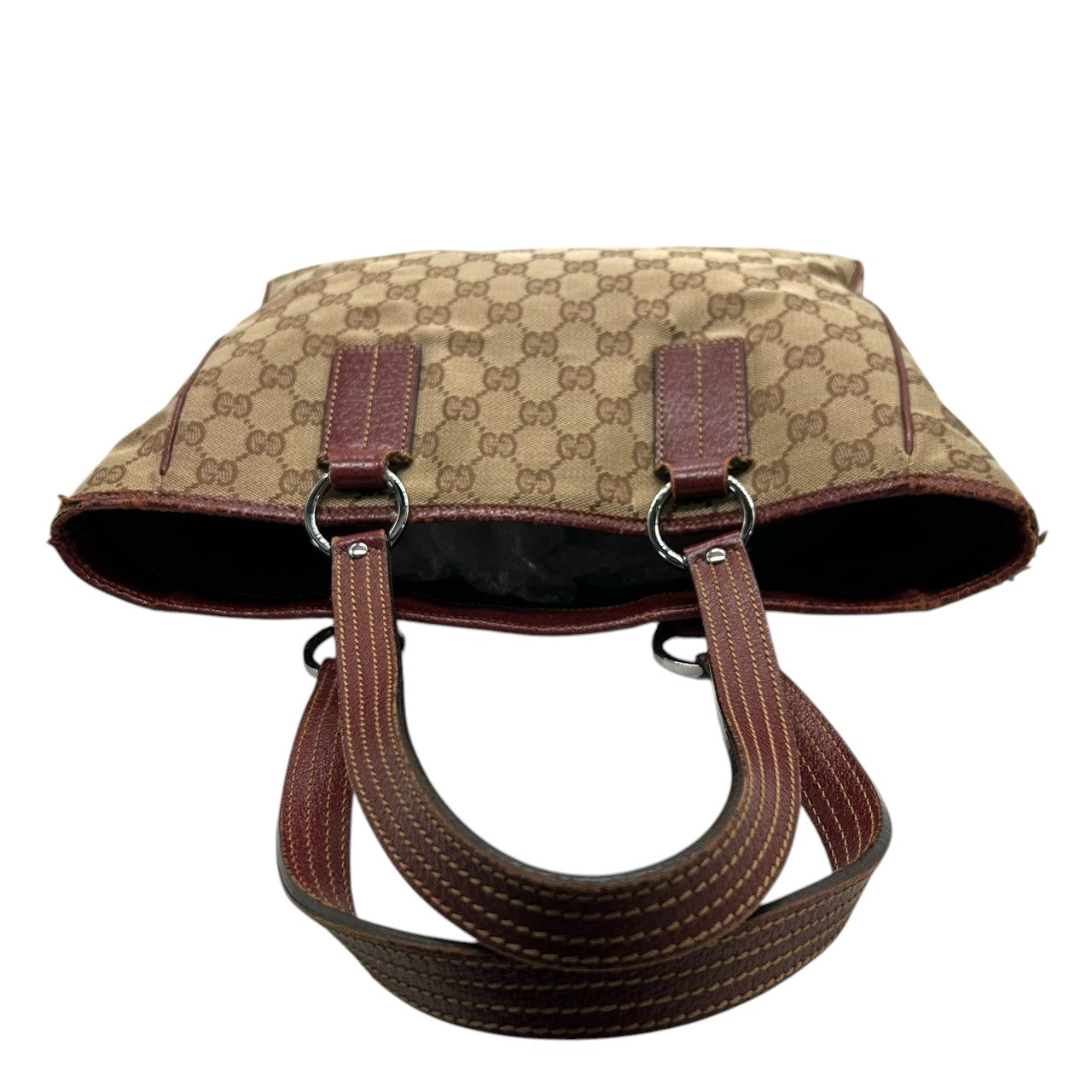 グッチ GUCCI GGキャンバス トートバッグ 113019 ハンドバッグ ワンショルダー 肩掛け可 レザー 本革 ブラウン レッド レディース 定番人気 ヴィンテージ クラシック オールドグッチ 通勤 通学 s5