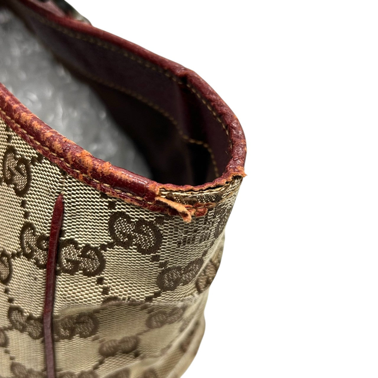 グッチ GUCCI GGキャンバス トートバッグ 113019 ハンドバッグ ワンショルダー 肩掛け可 レザー 本革 ブラウン レッド レディース 定番人気 ヴィンテージ クラシック オールドグッチ 通勤 通学 s5