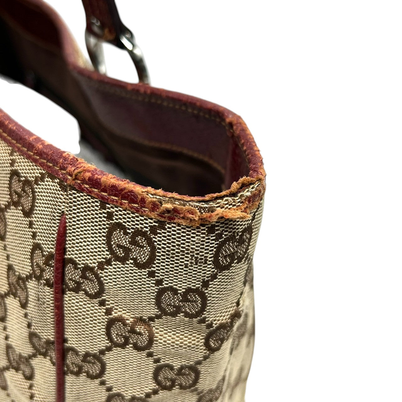 グッチ GUCCI GGキャンバス トートバッグ 113019 ハンドバッグ ワンショルダー 肩掛け可 レザー 本革 ブラウン レッド レディース 定番人気 ヴィンテージ クラシック オールドグッチ 通勤 通学 s5