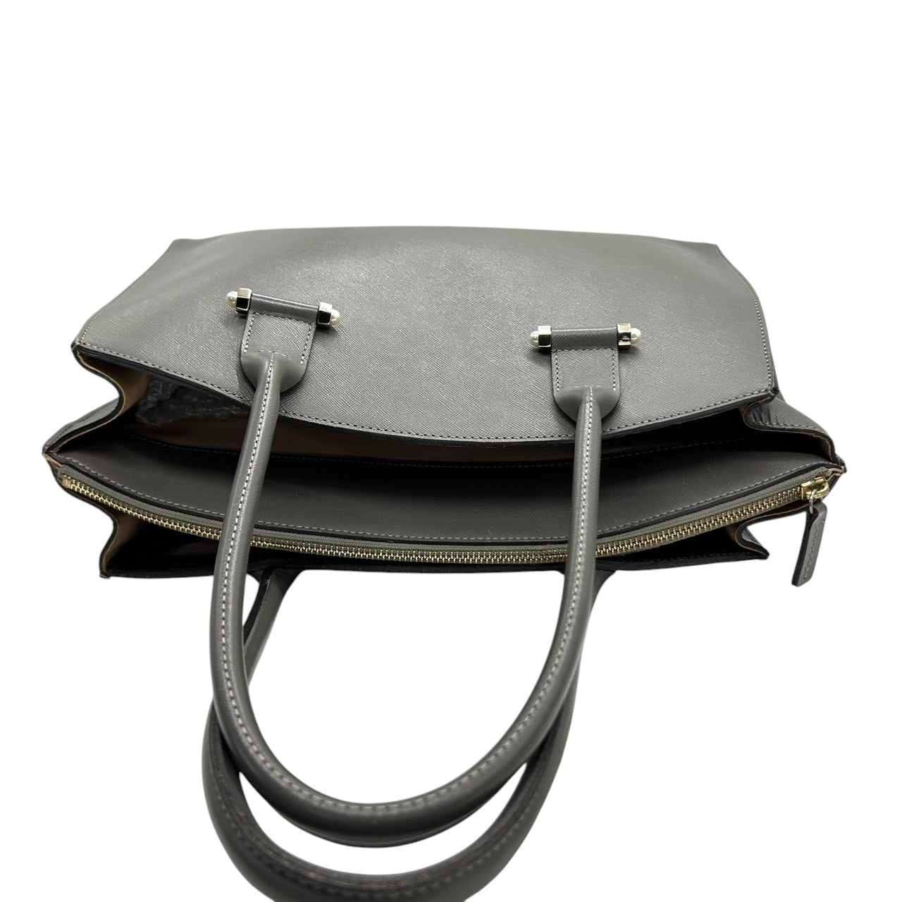 ランバンオンブルー トートバッグ ハンドバッグ ビジネスバッグ ショルダーバッグ A4収納可 肩掛け可 大容量 自立可 サフィアーノ調 PVC レザー グレー ゴールド金具 レディース 婦人 通勤 通学 オフィス フォーマル きれいめ 上品 エレガント s5