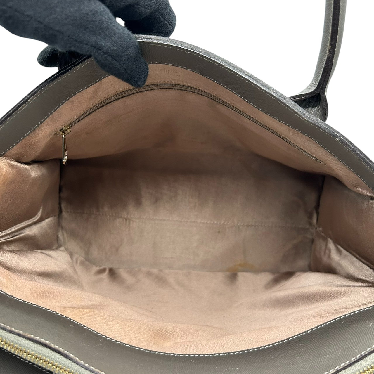 ランバンオンブルー トートバッグ ハンドバッグ ビジネスバッグ ショルダーバッグ A4収納可 肩掛け可 大容量 自立可 サフィアーノ調 PVC レザー グレー ゴールド金具 レディース 婦人 通勤 通学 オフィス フォーマル きれいめ 上品 エレガント s5