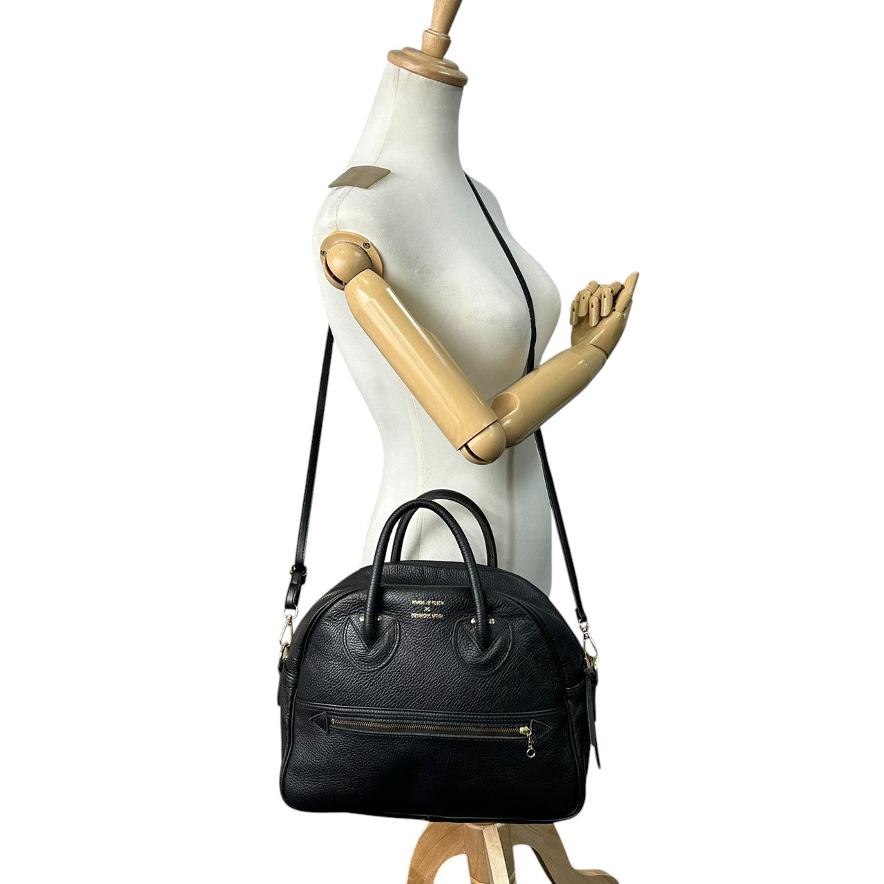 【ストラップ新品】ヤングアンドオルセン 2WAY ボストンバッグ ハンドバッグ ショルダーバッグ 斜め掛け 肩掛け 自立可 レザー 本革 シボ革 ブラック レディース 通勤 通学 ビジネス カジュアル きれいめ 定番人気 s82